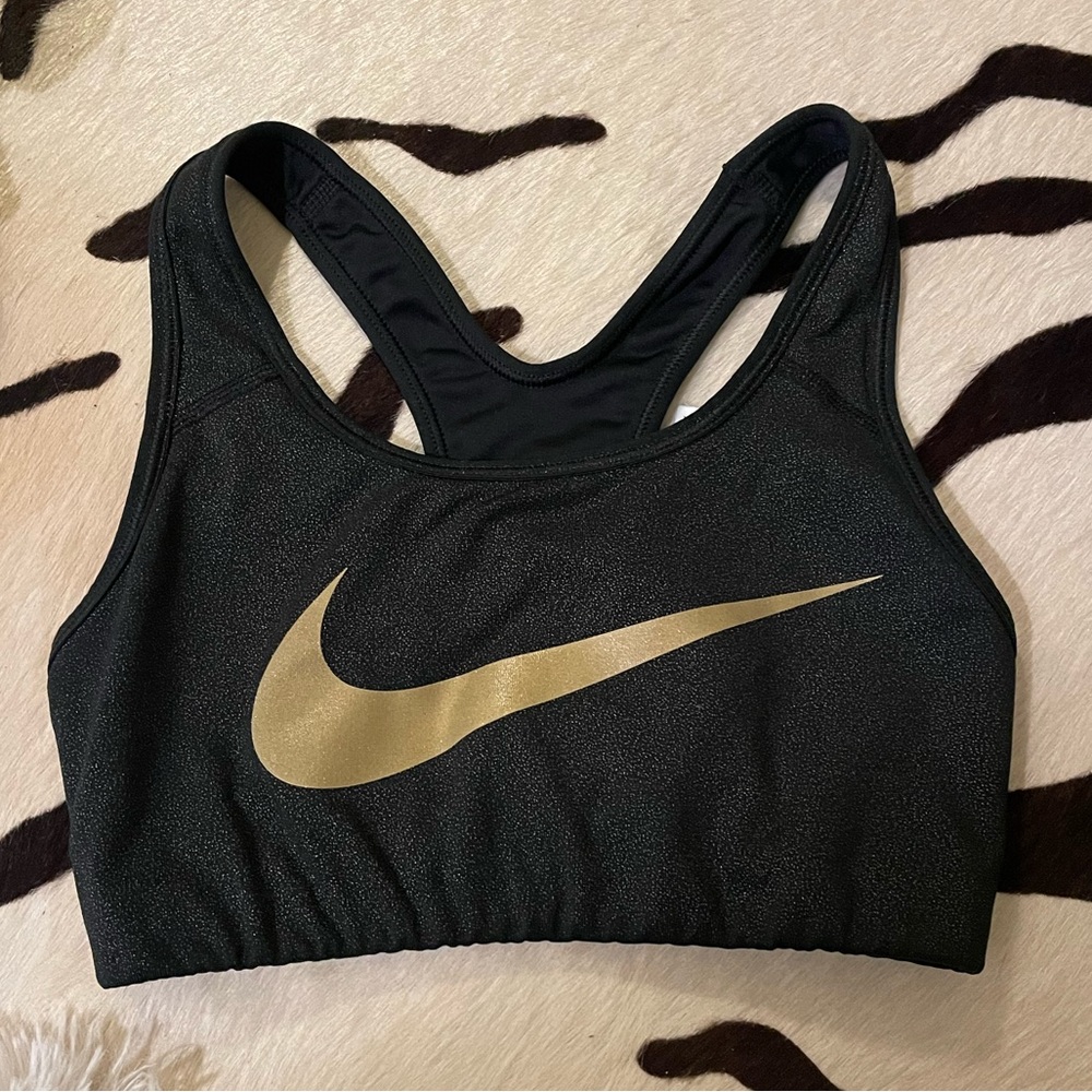 Gold and Black Nike Pro Sports Bra